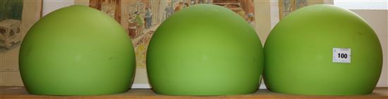 3 1970s glass ceiling lamp shades